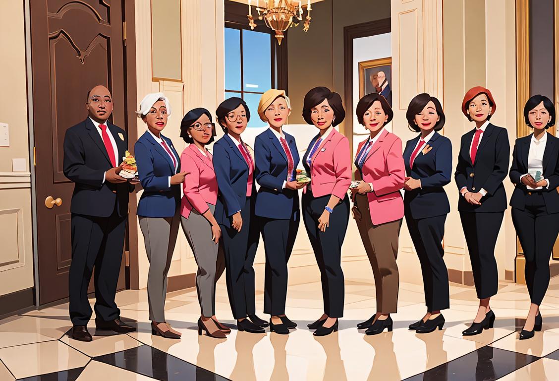 A diverse group of citizen leaders proudly wearing their lobbying pants, embracing unity, empowerment, and delicious snacks at the National Citizen Leadership Conference and Lobby Day..