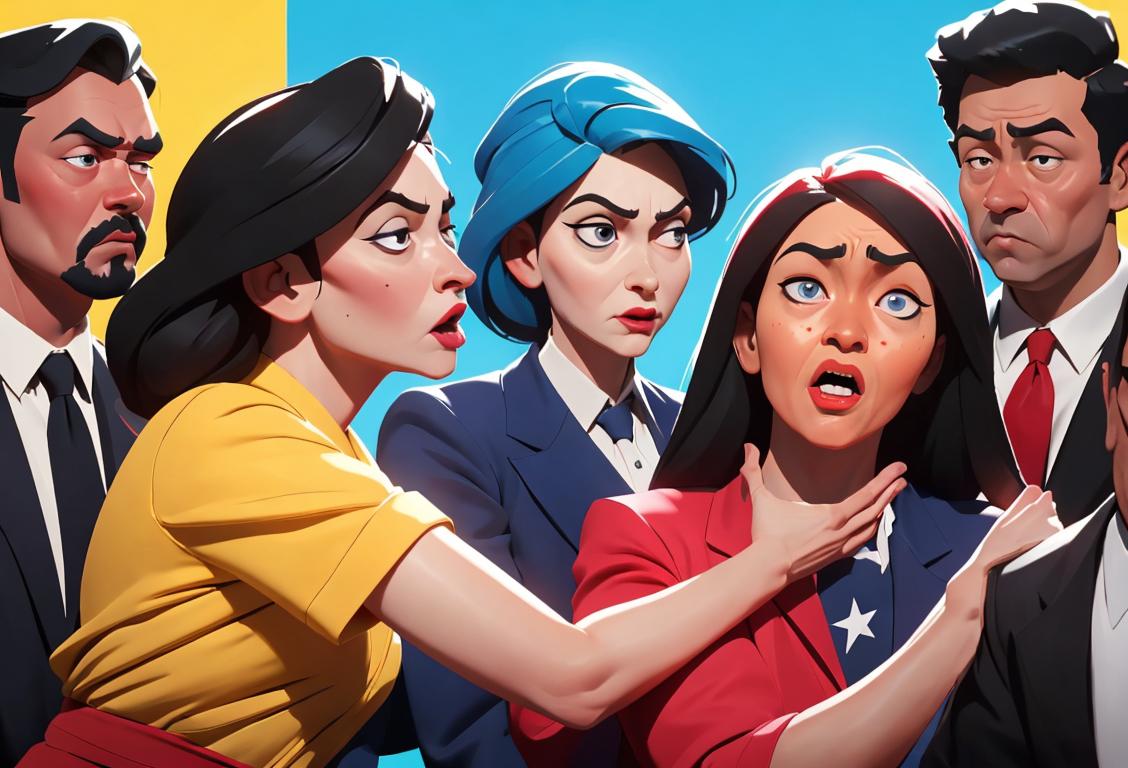 A group of diverse individuals engrossed in a lively political debate, showcasing their unique clothing styles and cultural backgrounds..