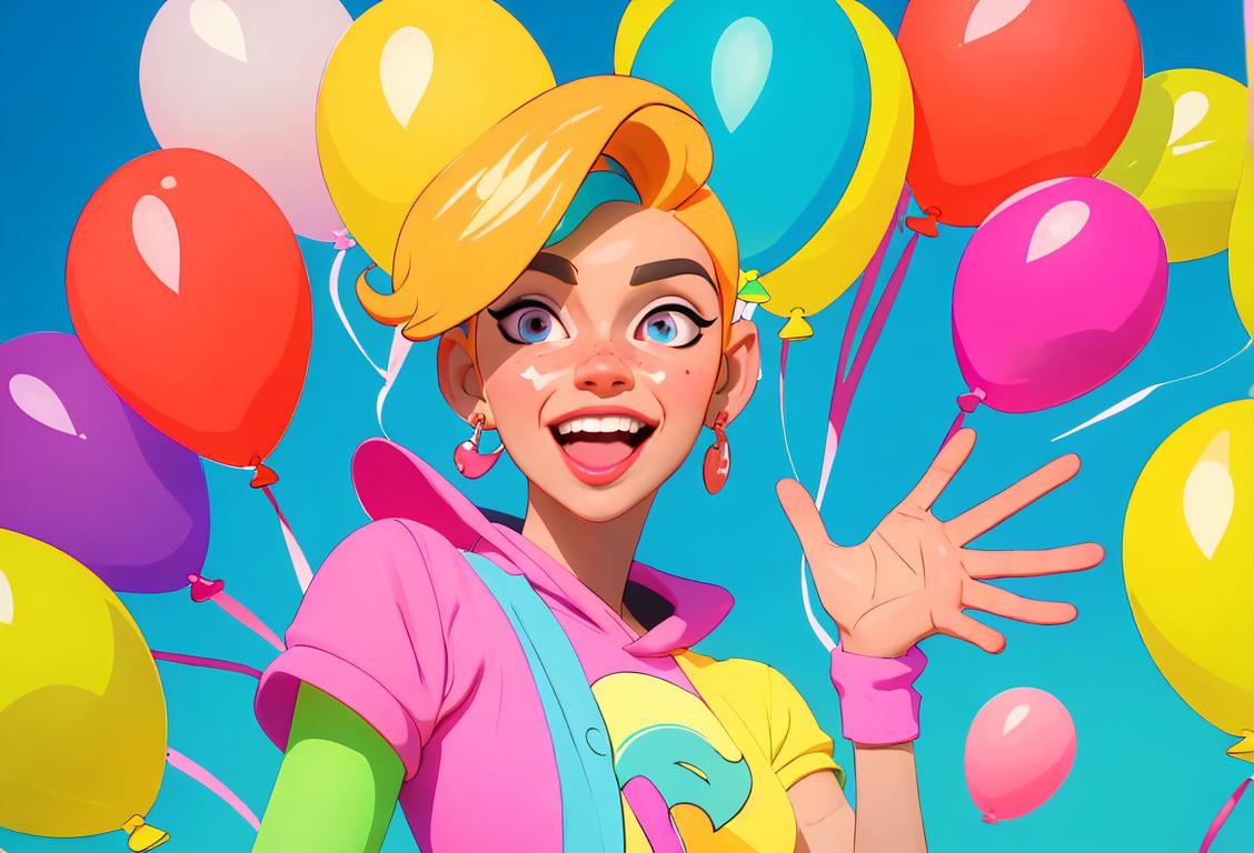 A vibrant image of a cheerful person named Brooke, radiating positive energy, surrounded by colorful confetti and balloons. They could be dressed in trendy clothing, rocking a stylish hairstyle, and perhaps enjoying a fun-filled gathering with other Brookes. This image could symbolize the joy, enthusiasm, and camaraderie associated with National Brooke Day. The scene could be set in a lively party atmosphere filled with laughter and happiness..