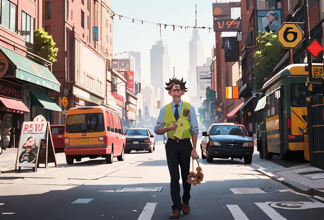 Cheerful individuals showcasing determination and resilience, dressed in work attire, amidst a bustling urban landscape..