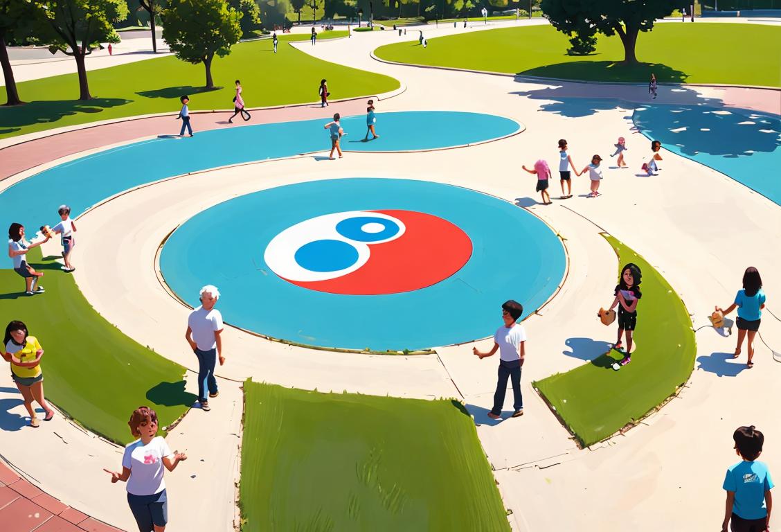 A diverse group of people wearing t-shirts with logos of various non-profit organizations, gathered in a park, smiling and holding hands..