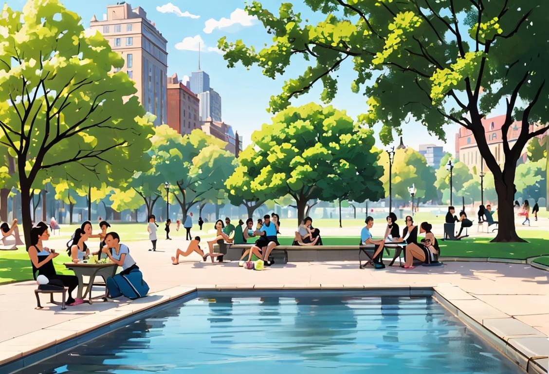 A diverse group of people drinking water, each person with their own unique style, in various settings - city, park, gym..
