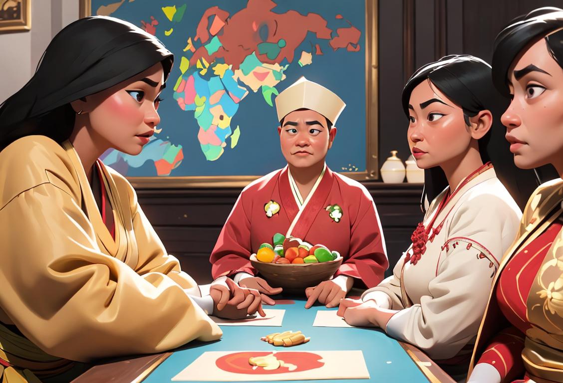 A diverse group of people from different cultural backgrounds, wearing traditional clothing, engaged in activities that represent a typical day in their respective countries..