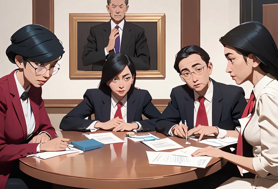 A diverse group of people, wearing business attire, sitting around a table, discussing financial accountability and transparency..