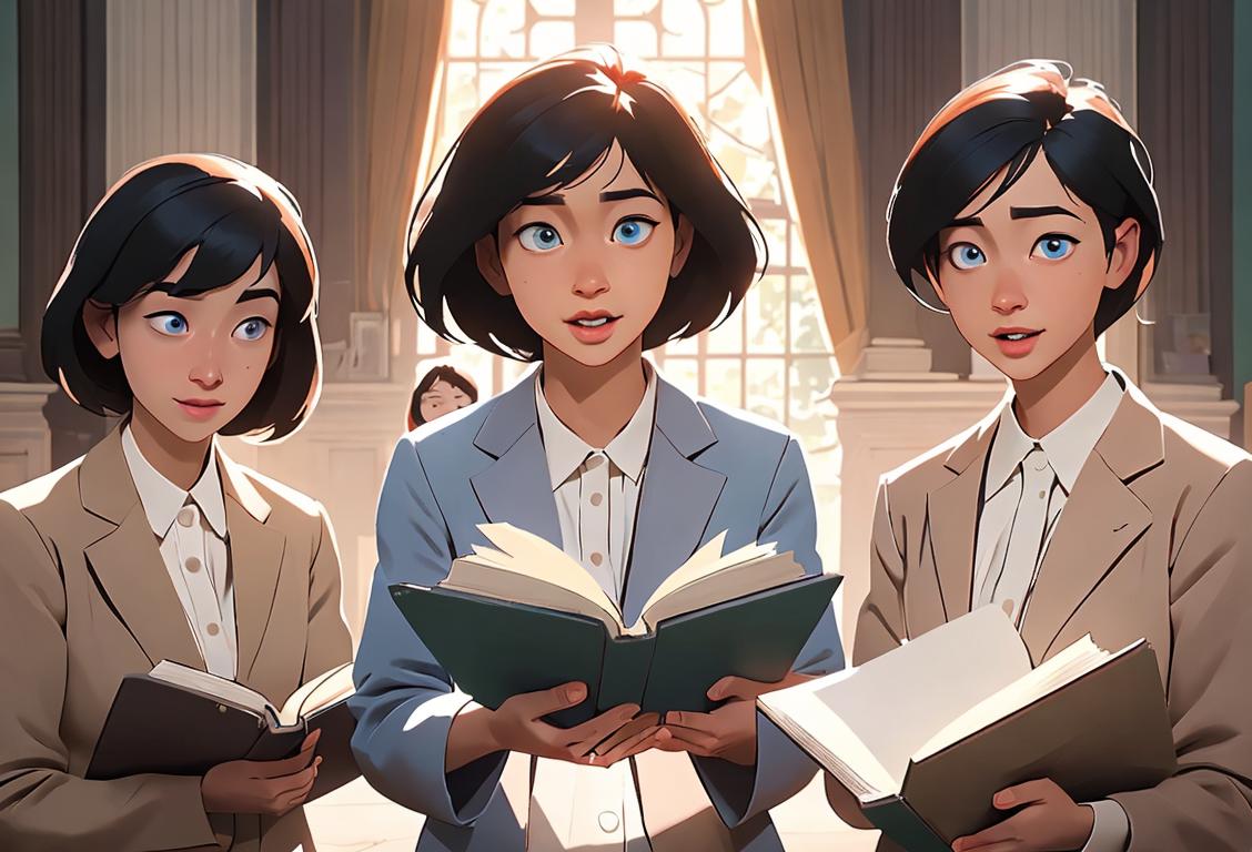 A group of diverse people, each holding a different book, surrounded by rays of internet connections, representing the celebration of National Info Day..