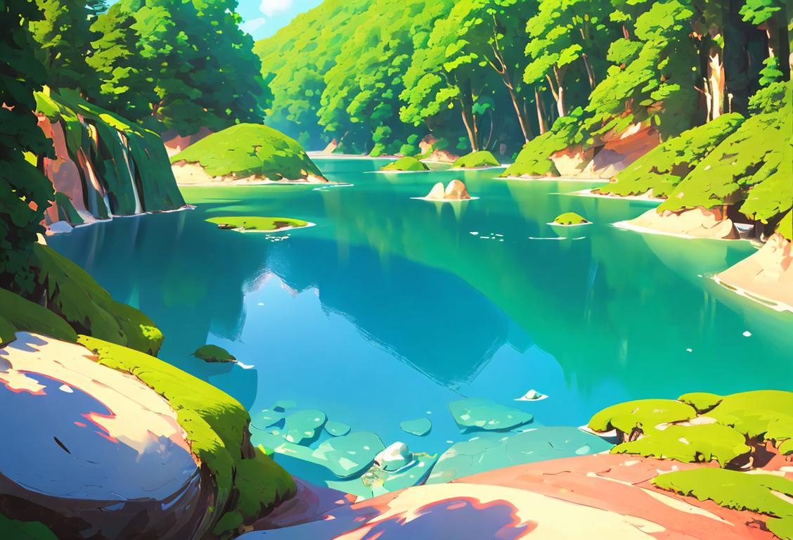 A close-up shot of a breathtaking natural landscape, with clear blue skies, vibrant greenery, and a hidden animal waiting to be discovered..