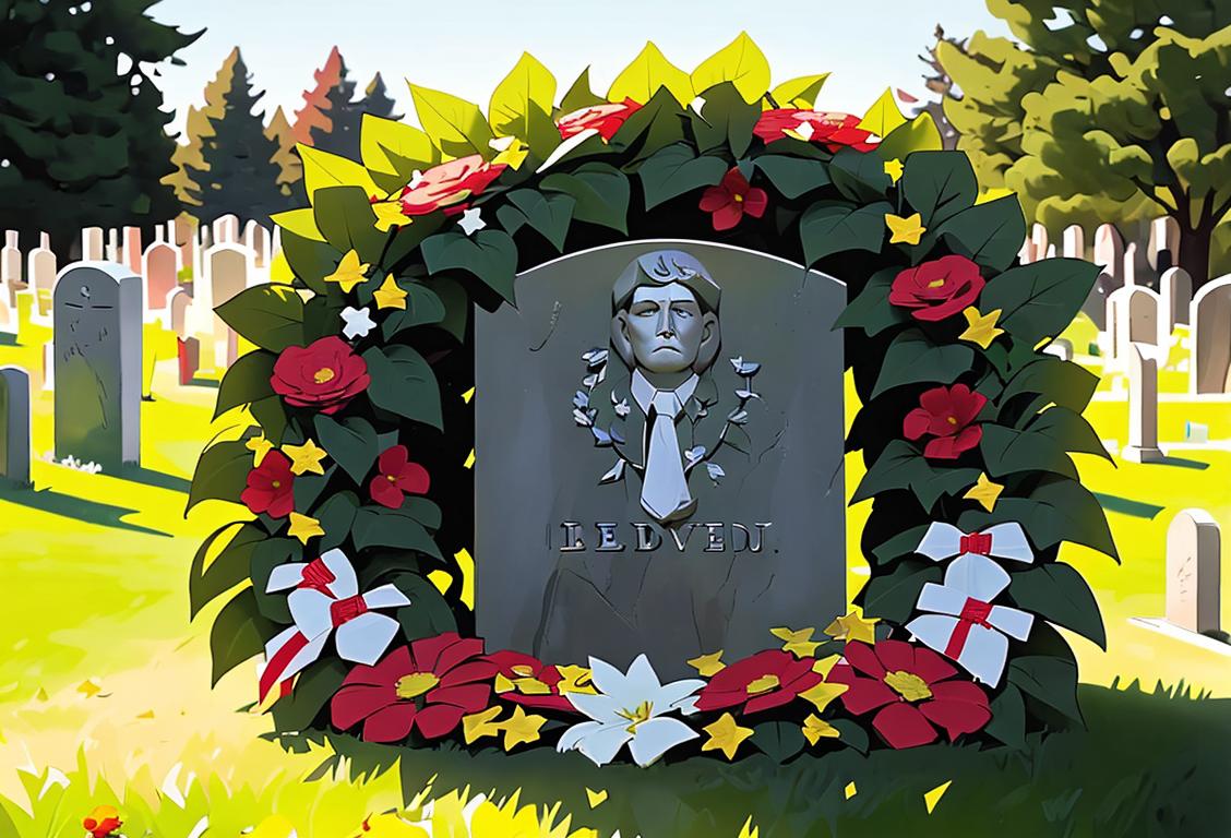 Head to a peaceful cemetery adorned with wreaths, a solemn tribute to our fallen heroes on National Wreath Across America Day. A veteran in uniform stands in front, paying respects..