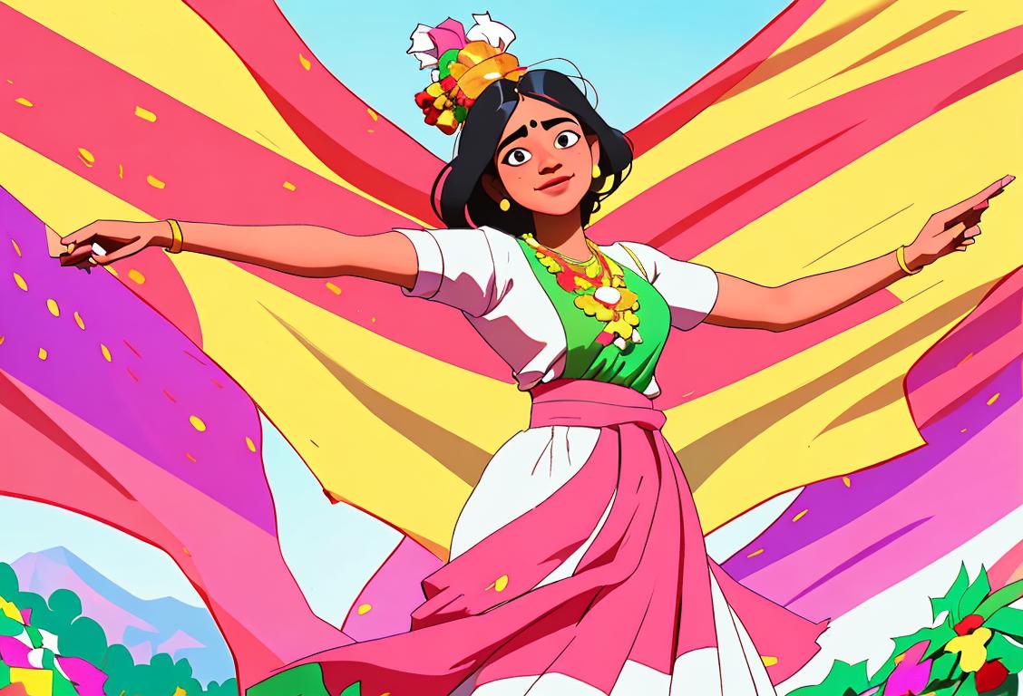 Illustration of Telangana Foundation Day celebration, depicting people wearing traditional clothing, vibrant colors, and a festive atmosphere..