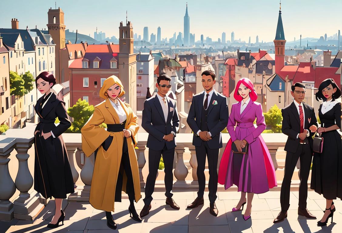 A group of diverse individuals engaging in activities that represent personal growth and transformation. They are dressed in stylish clothing, surrounded by a vibrant cityscape..