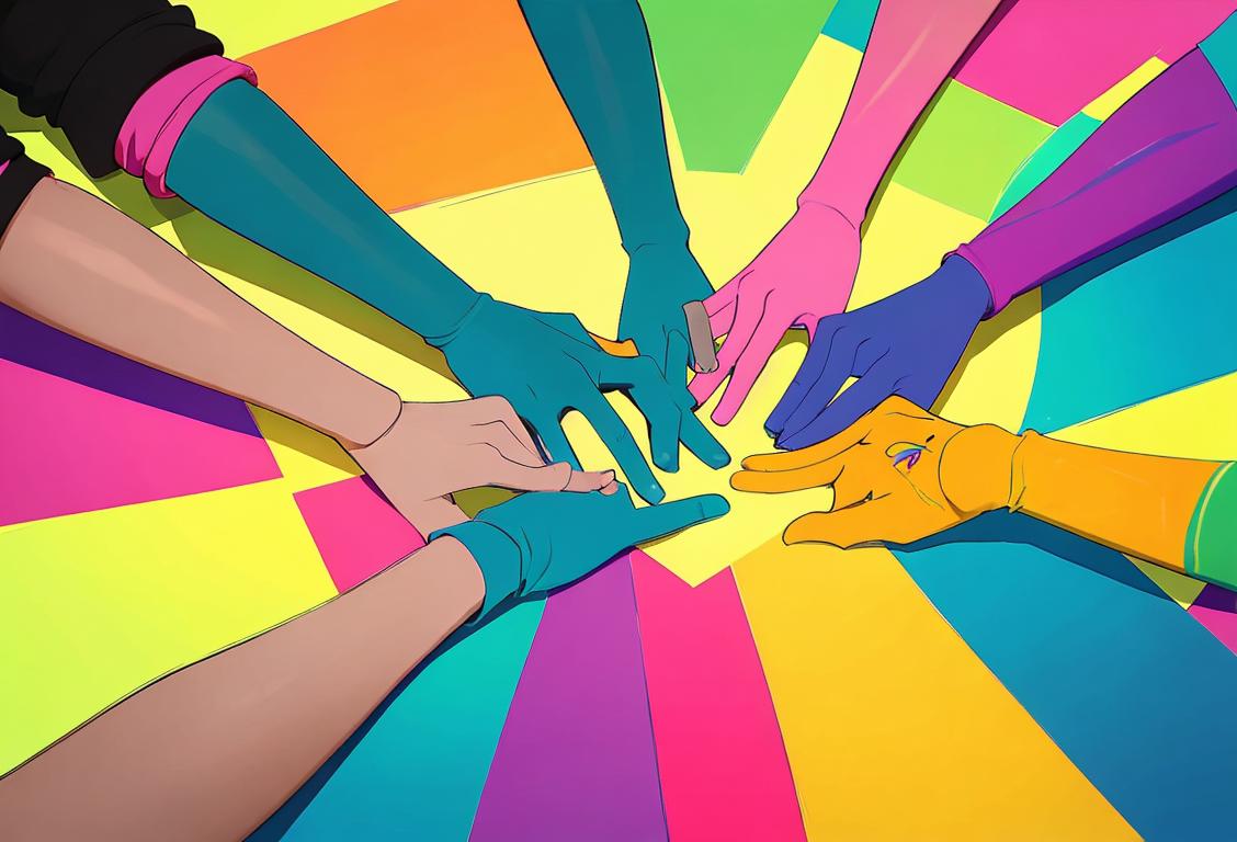 A diverse group of people holding hands in a picturesque natural setting, wearing colorful and comfortable clothing, promoting unity and support for mental health awareness and suicide prevention..