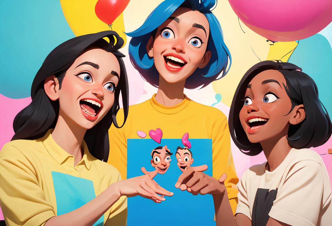 A group of diverse individuals engaging in playful banter, with emphasis on good-natured fun and laughter. Casual clothing, relaxed setting with positive vibes..