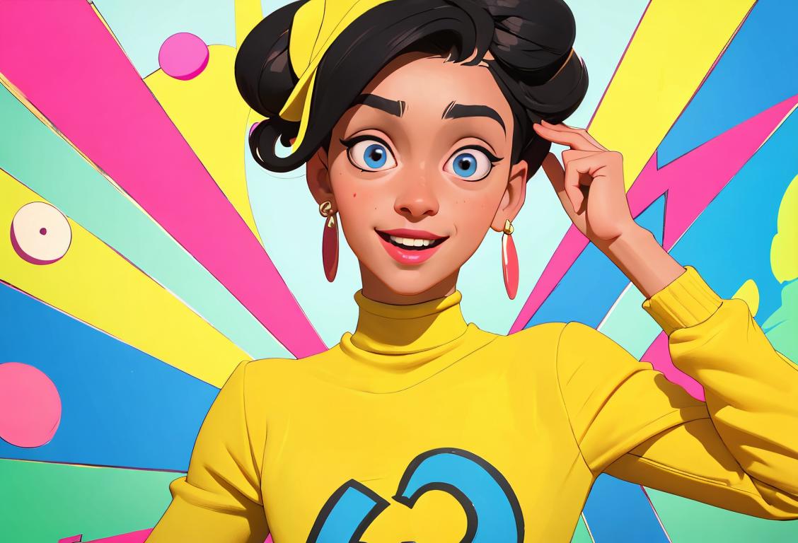 Cheerful young person, wearing a stylish outfit, surrounded by diverse cultural references, celebrating the vibrant essence of the marvelous middle..