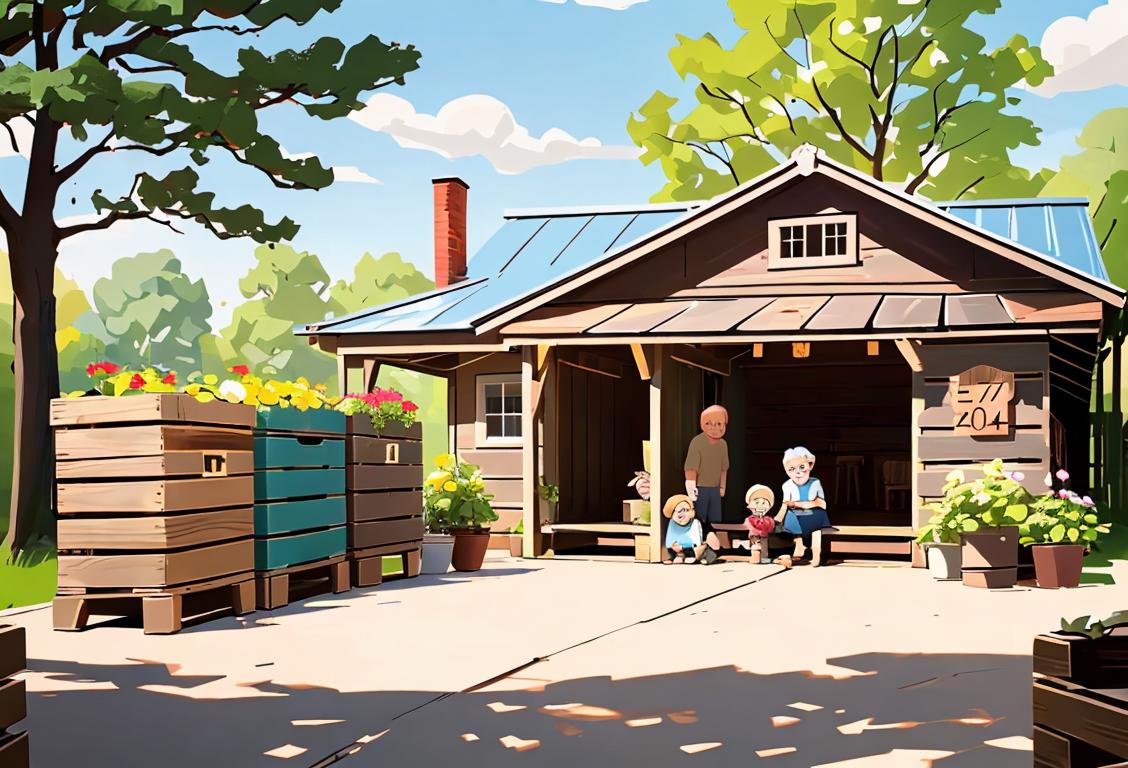 Group of people of different ages and styles creatively repurposing wooden crates in various outdoor settings, showcasing their craftsmanship and celebrating National Crate Day..