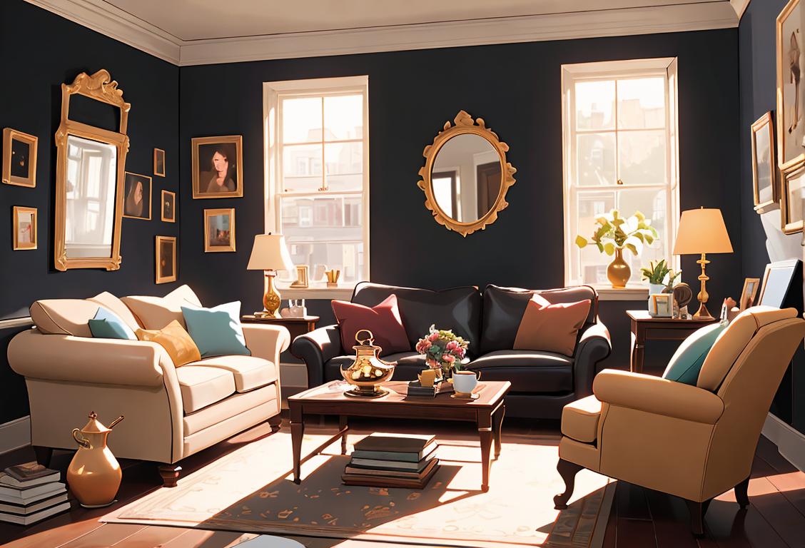 A group of people in a cozy living room, enjoying a diverse range of books, sipping tea and engaging in friendly conversations..