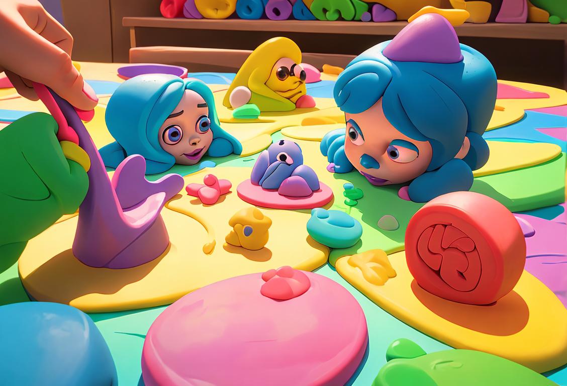 Children happily playing with colorful Play-Doh, forming various shapes and animals, in a bright and creative classroom setting..