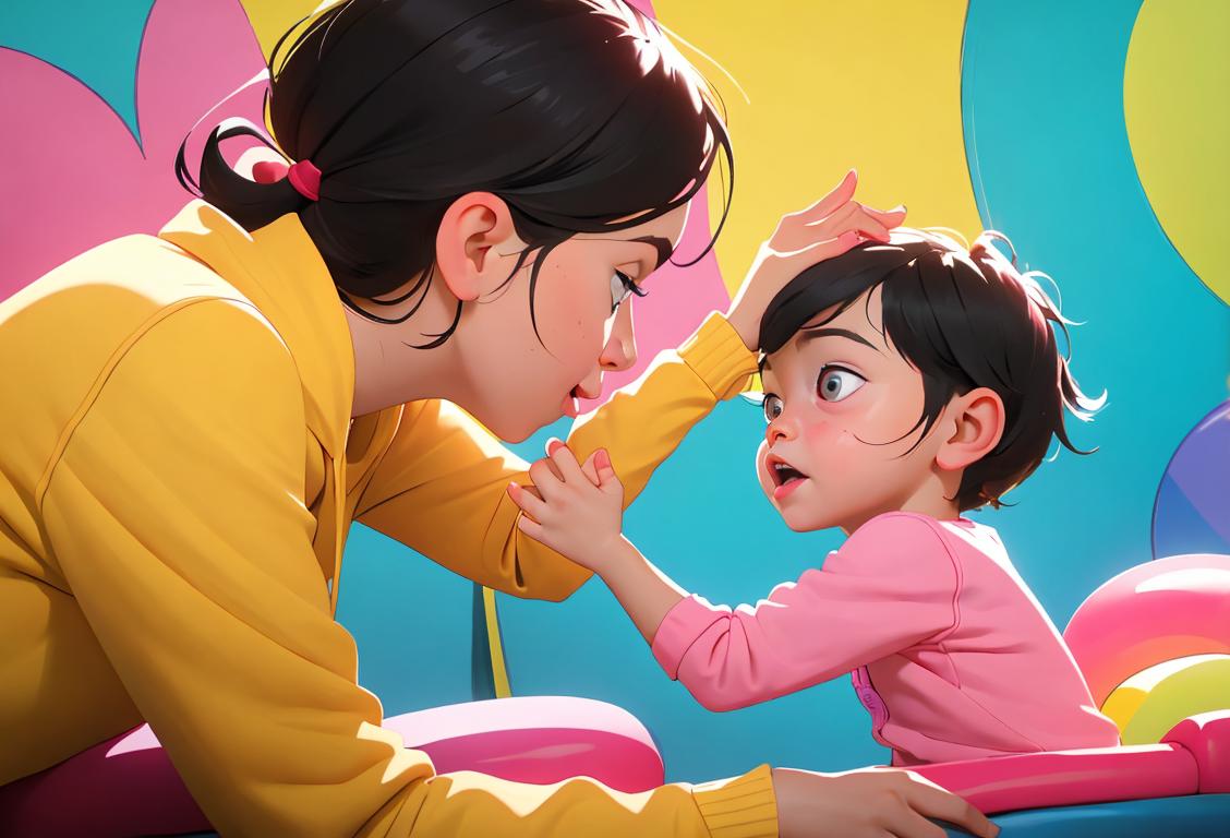 A caring and professional babysitter playing with children in a colorful and lively playroom, celebrating their dedication and love for taking care of kids..