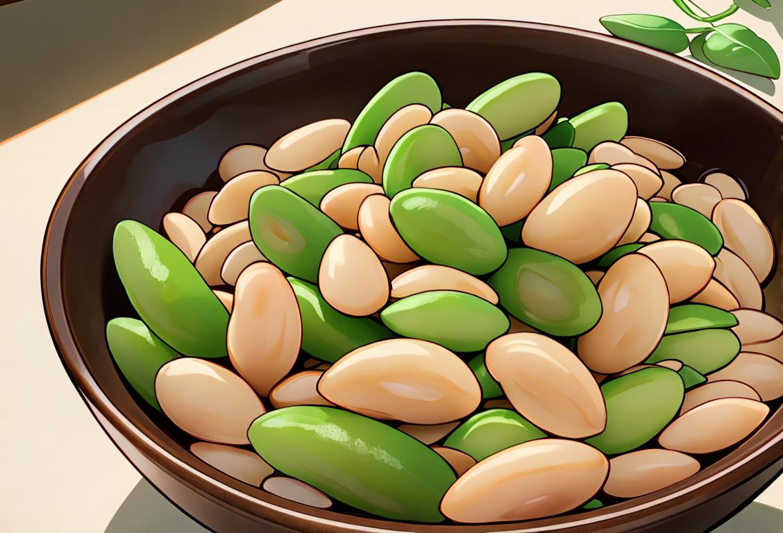 Close-up of a bowl filled with delicious and nutritious lima beans, garnished with fresh herbs, in a rustic kitchen setting..