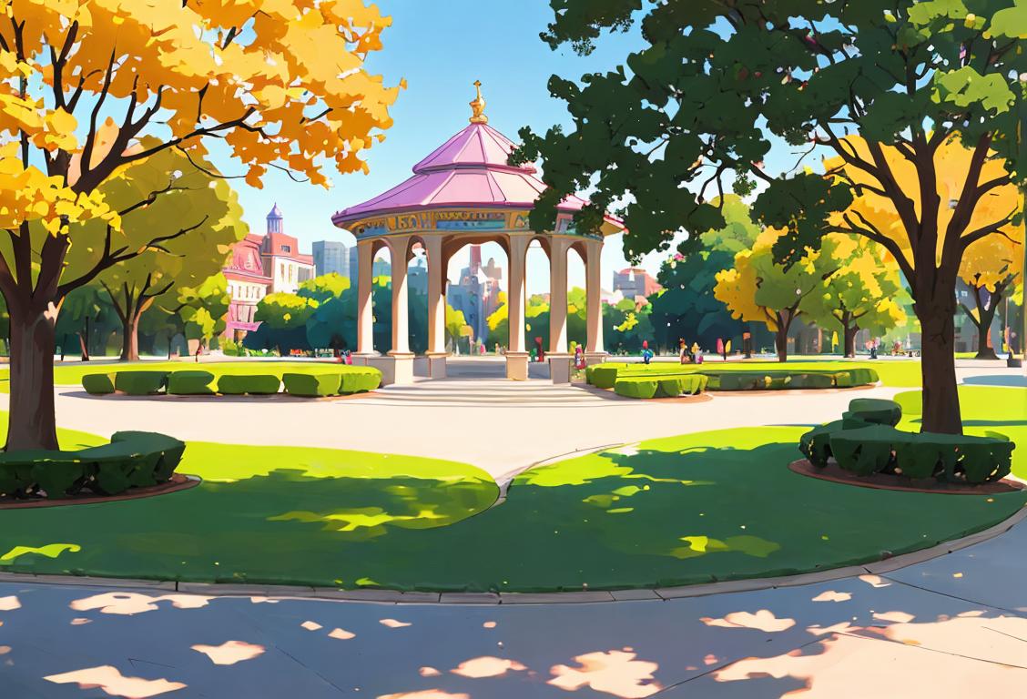 A group of diverse individuals, each wearing their unique style and holding a personalized nameplate, celebrating middle names in a vibrant city park..