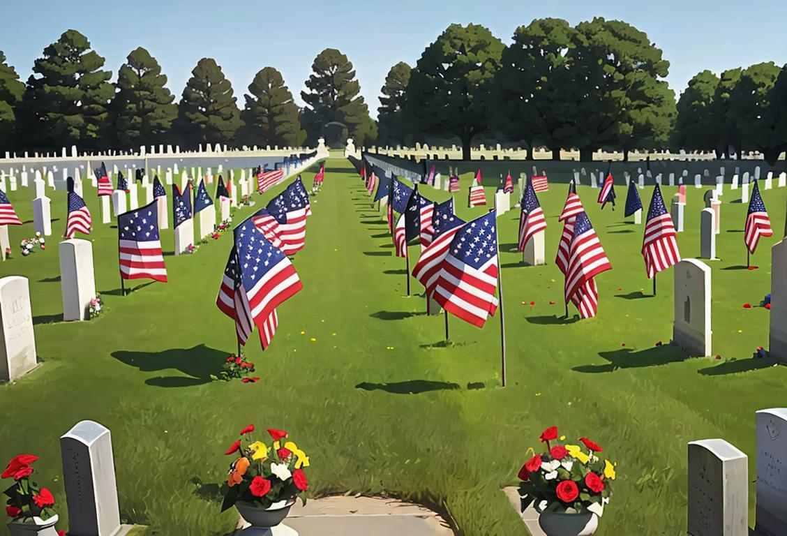 A group of diverse people, wearing respectful attire, standing solemnly among rows of American flags..