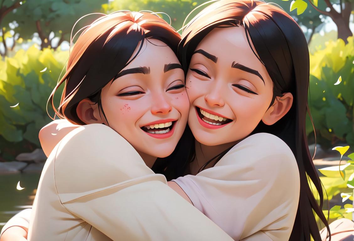 A diverse group of people engaging in activities that promote emotional well-being, such as hugging, laughing, and practicing mindfulness, in a serene natural setting..