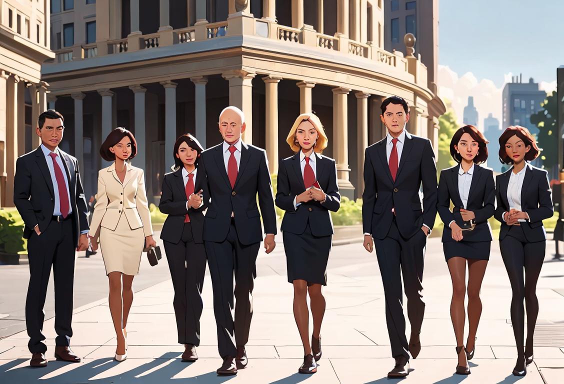 A diverse group of people in capital city settings, engaged in acts of kindness, wearing business attire and casual clothing, with a mix of urban and natural backgrounds..