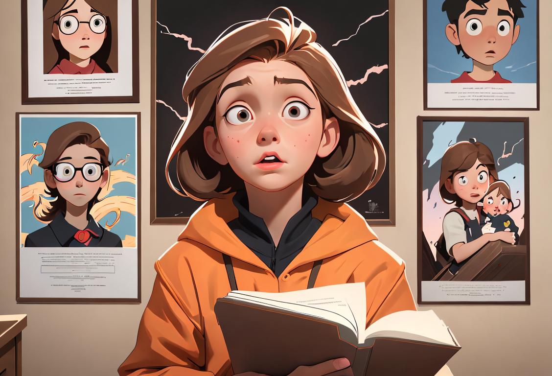 Young homeschooler wearing safety gear, holding a textbook, surrounded by tornado safety posters and a family emergency plan..