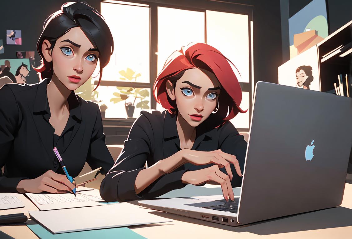A diverse group of freelancers, each with their own unique style and scene, collaborating on a laptop, sharing ideas and inspiration..
