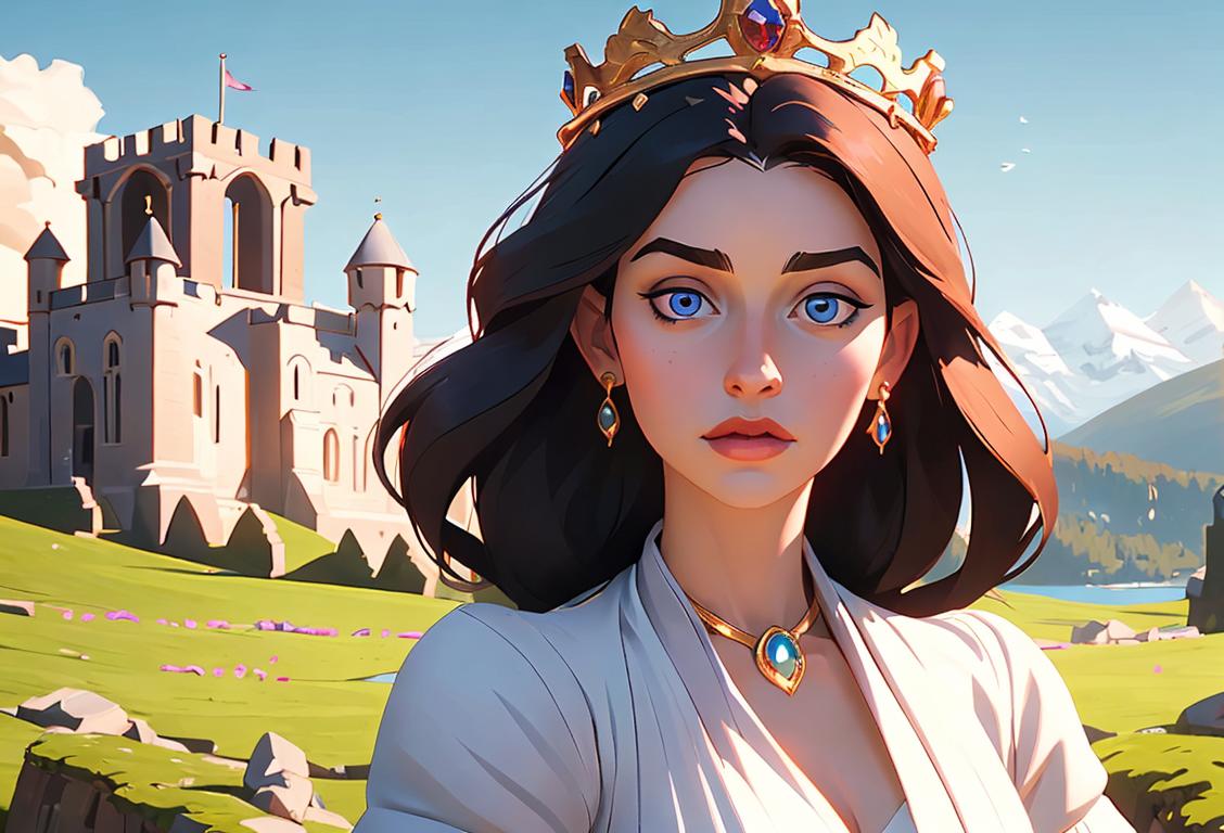 Young woman wearing a crown, surrounded by majestic scenery, empowering those who inspire us to be queens..