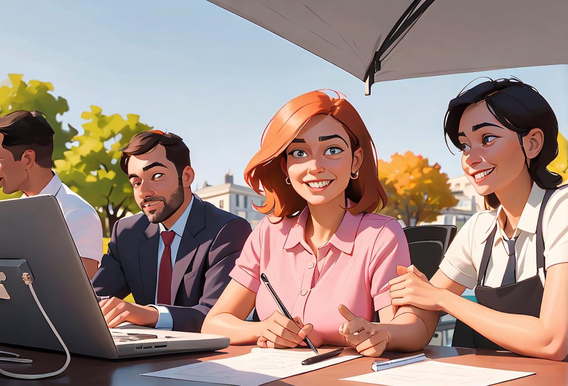 A diverse group of people, from office workers to parents, smiling and collaborating in different work environments - office, home, and outdoors..