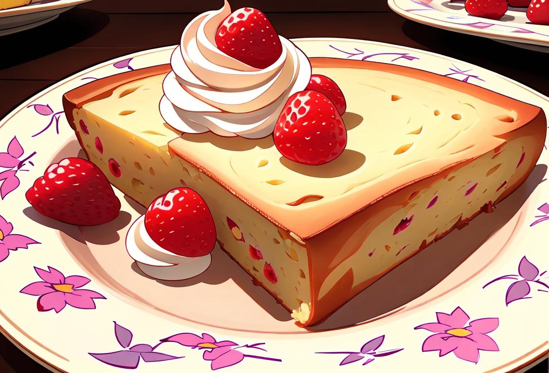 A slice of poundcake with a dollop of whipped cream, surrounded by fresh berries, served on a vintage floral plate..