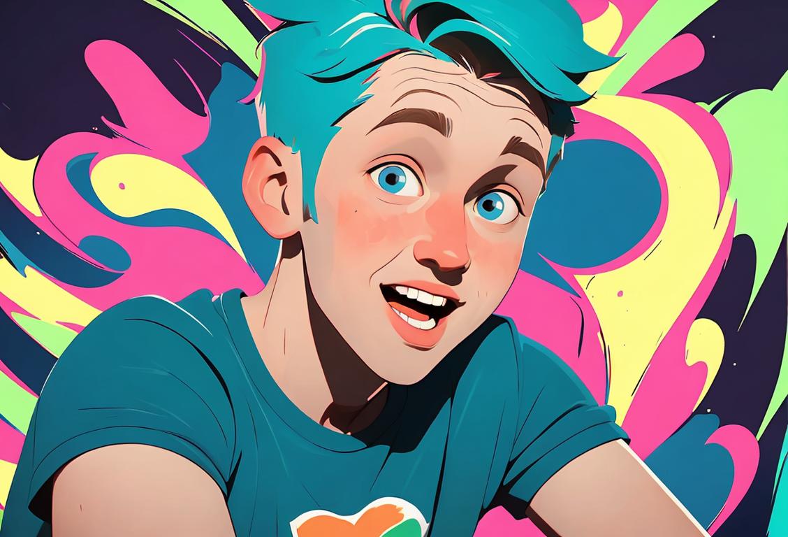 Young person wearing a Niall t-shirt, exploring a vibrant digital landscape with Niall-themed backgrounds, surrounded by cheerful Niall fans in diverse fashion styles..