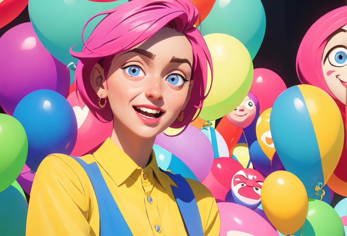 Happy person participating in National Selections at One Day, wearing colorful clothing, surrounded by a vibrant scene representing different interests..