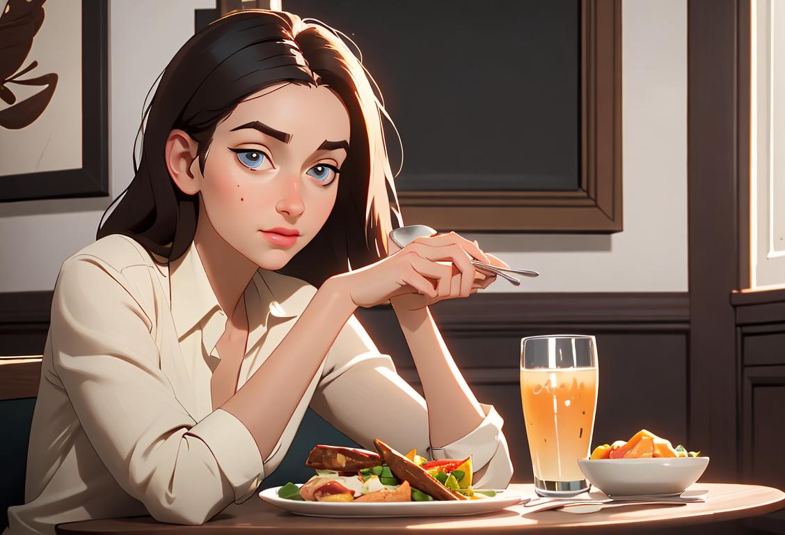 Young professional woman enjoying a leisurely lunch break in a cozy cafe, savoring delicious food and taking a break from work stress.