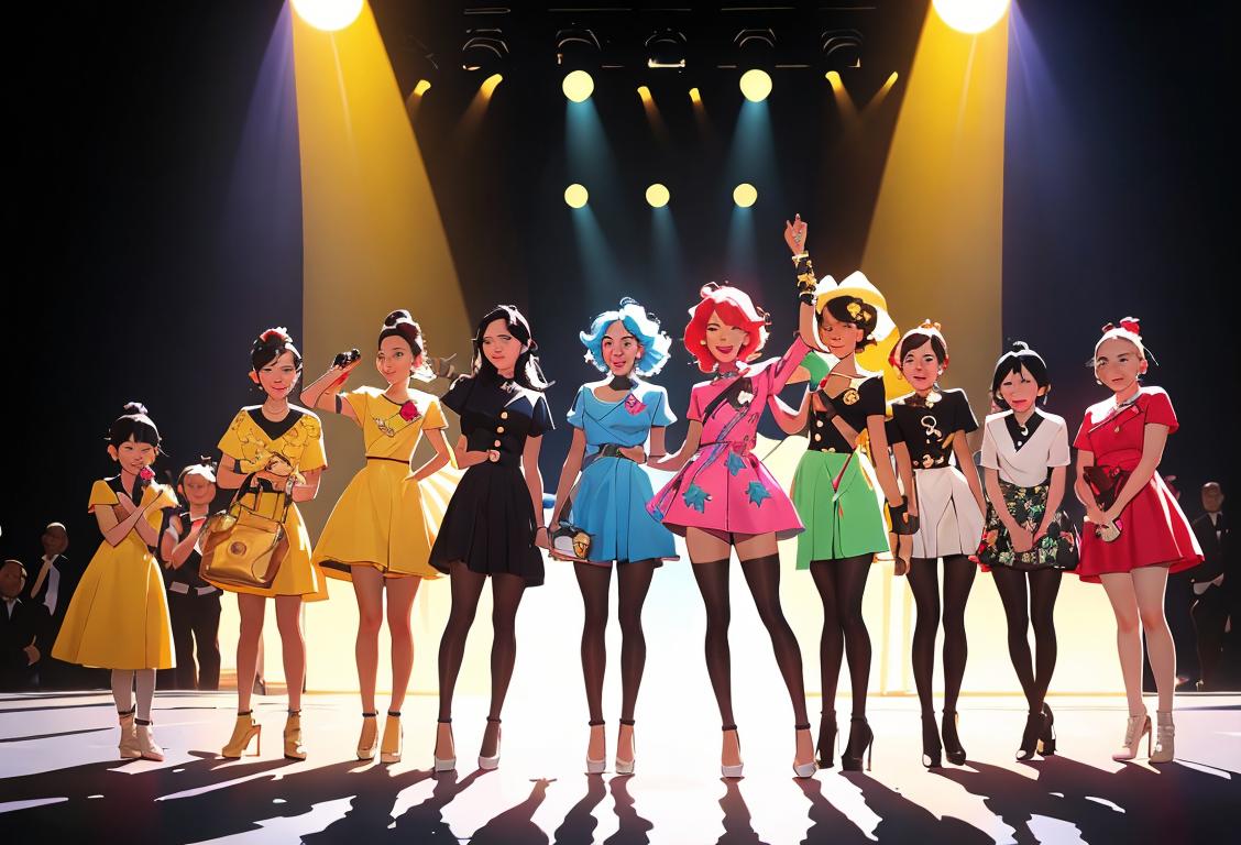 A diverse group of people, wearing various trendy outfits, standing under a shining spotlight, celebrating National Spotlight Day with joy and recognition..