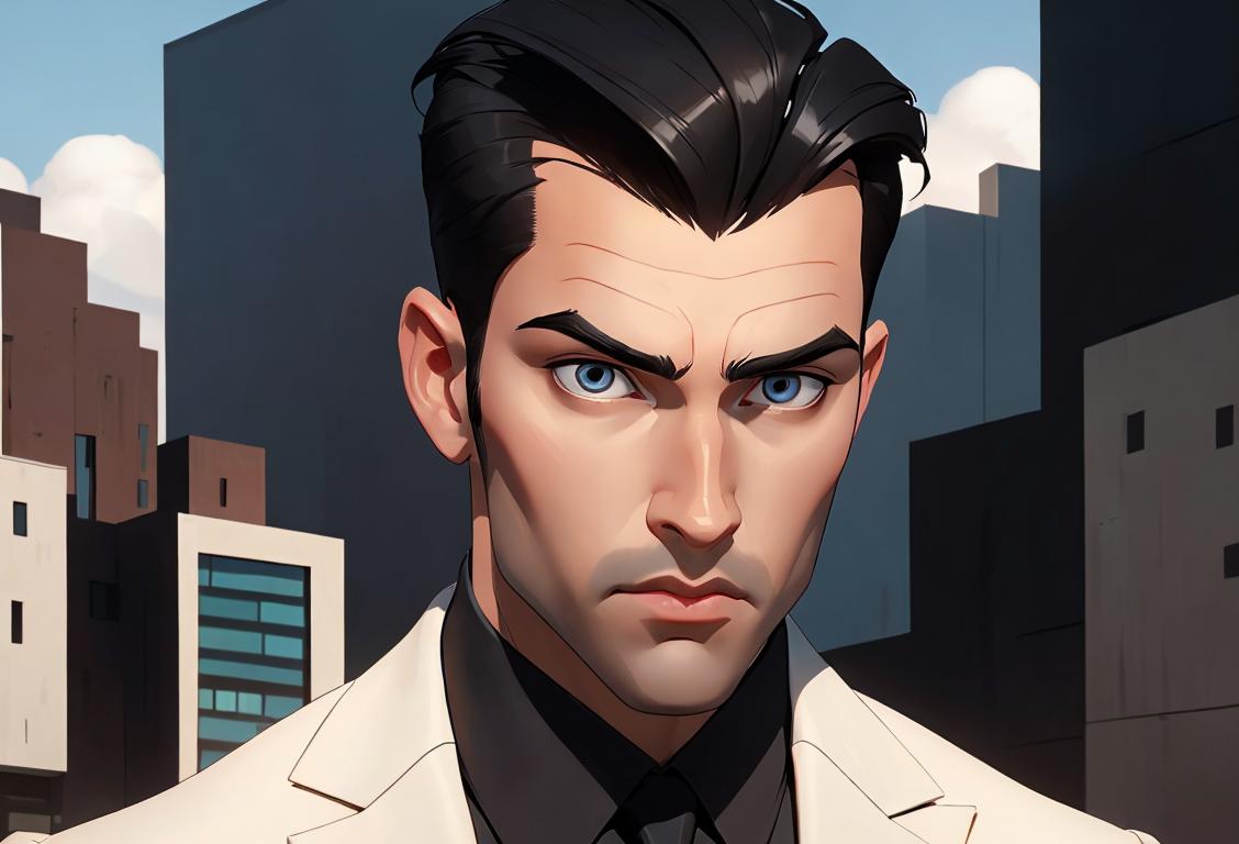 A stylish individual, with perfectly groomed hair, wearing a sleek suit, in a modern urban setting..
