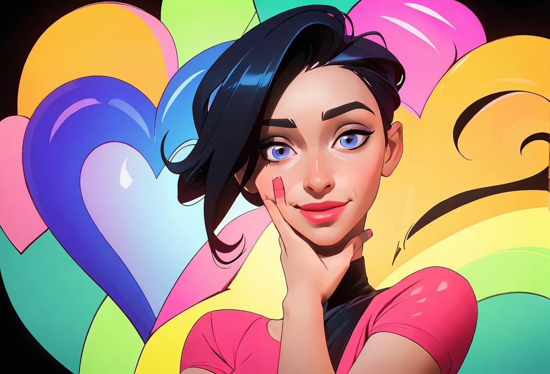 A person in wholesome attire giving a caring and supportive gesture, surrounded by a colorful display of gratitude and appreciation..