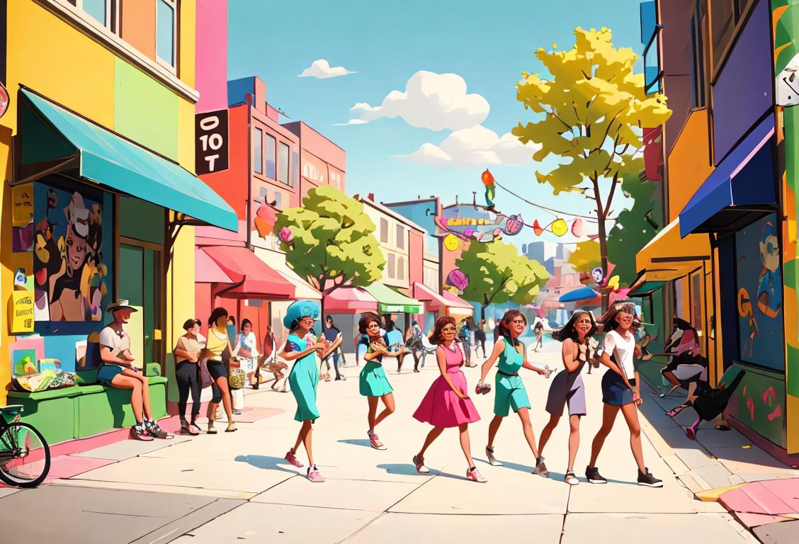 A group of diverse people named Cole, having a fun-filled day, dressed in trendy clothes, enjoying outdoor activities in a vibrant urban setting..