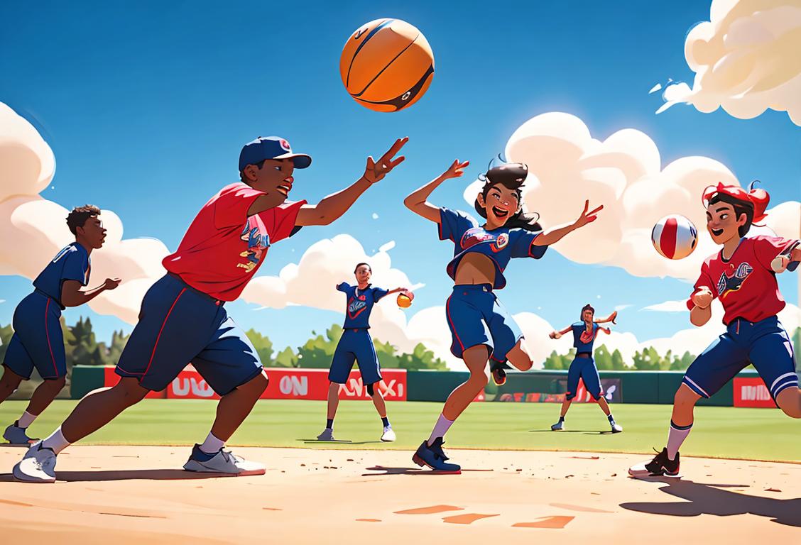 A group of diverse individuals engaging in various sports and games, showcasing their unique styles and enthusiasm, in a vibrant and energetic outdoor setting..