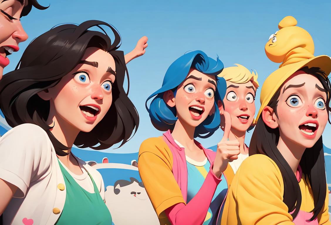 A group of friends gathered around, laughing and pointing at a person dressed in mismatched clothing, creating a comical and embarrassing scene..