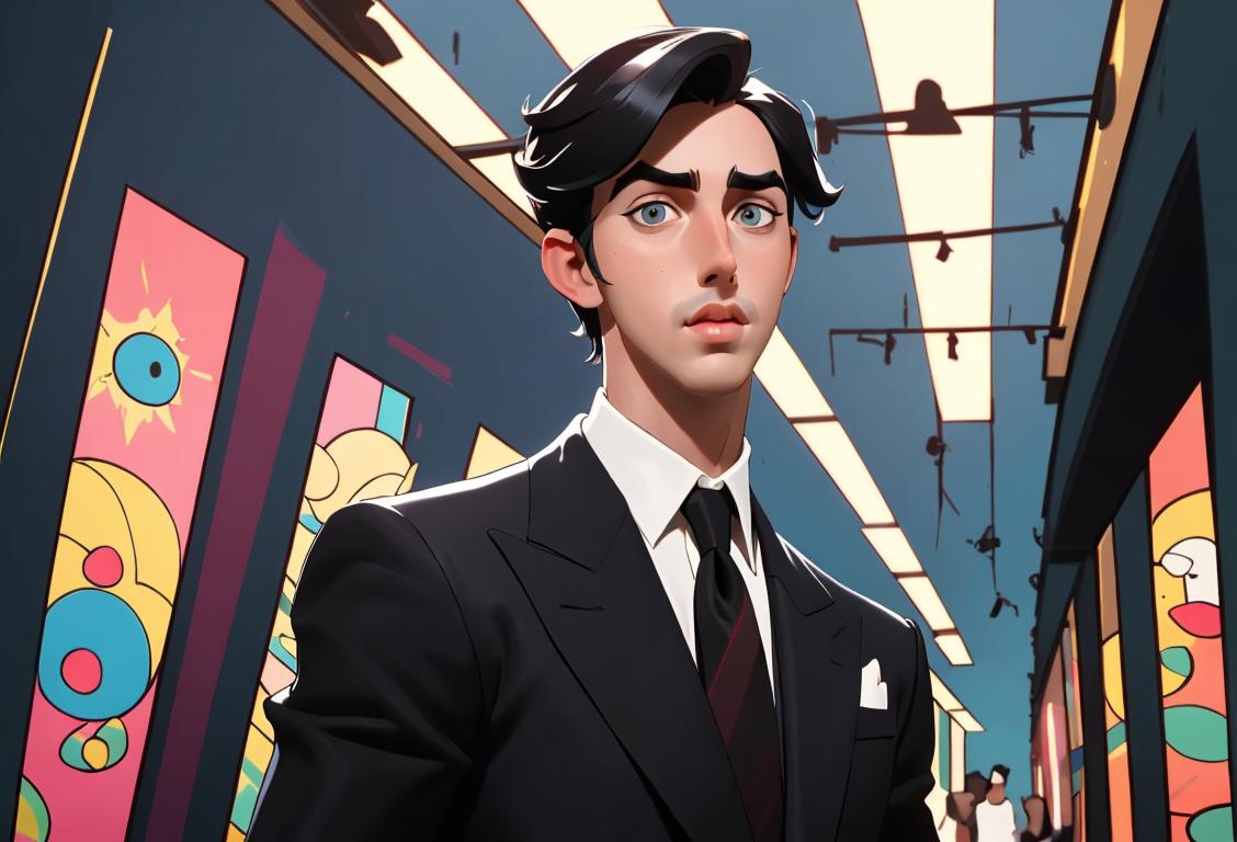 Young man with impeccable grooming and stylish clothing, posing confidently in a vibrant urban setting showcasing a wide range of fashion-forward trends..