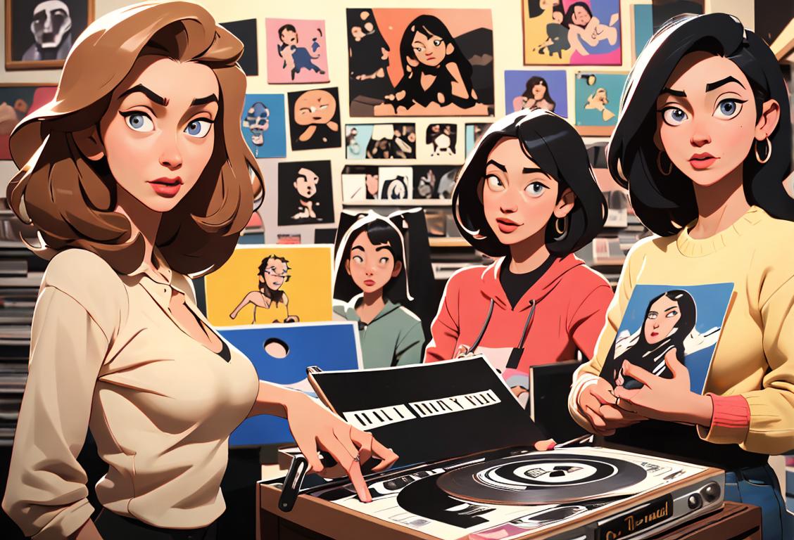 A diverse group of people browsing through vinyl records in a cozy record store, capturing the natural beauty of music enthusiasts and the unique fashion and style they bring..