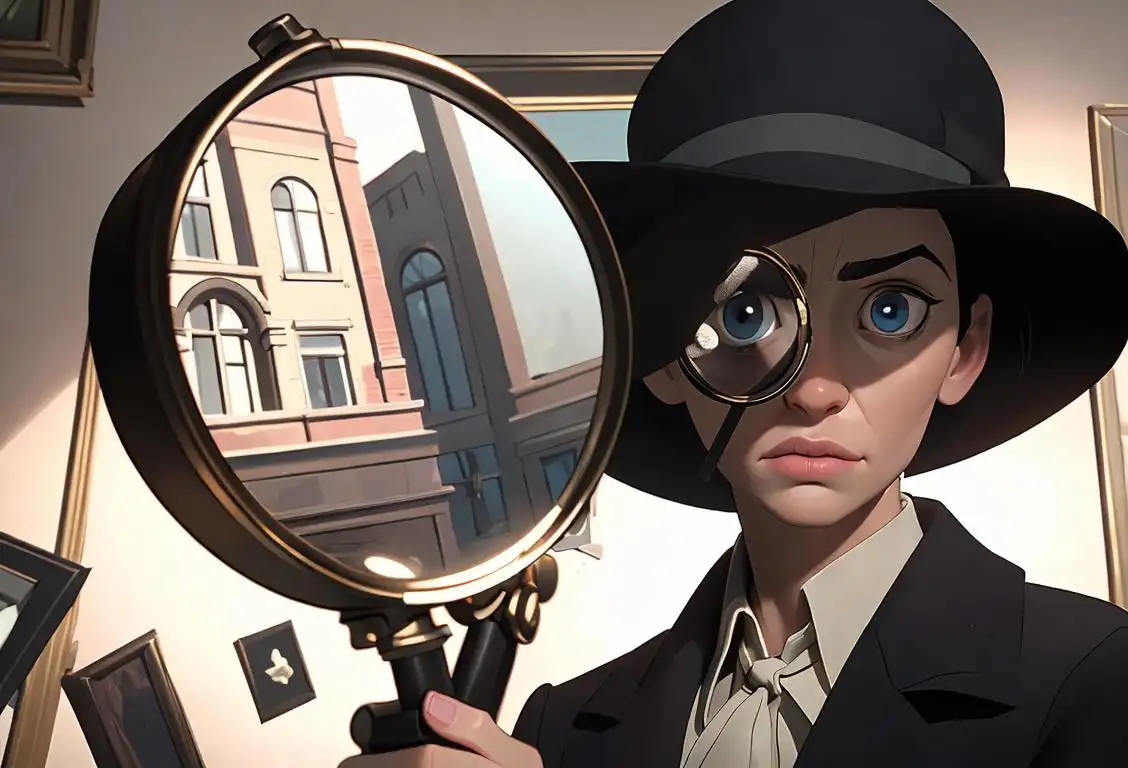 A person in detective attire, holding a magnifying glass, uncovering a hidden clue in a mysterious setting..