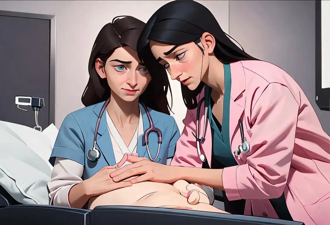 Kind-hearted doctor wearing a stethoscope, comforting a patient, sterile, professional medical setting, showing appreciation for National Abortion Providers Appreciation Day..