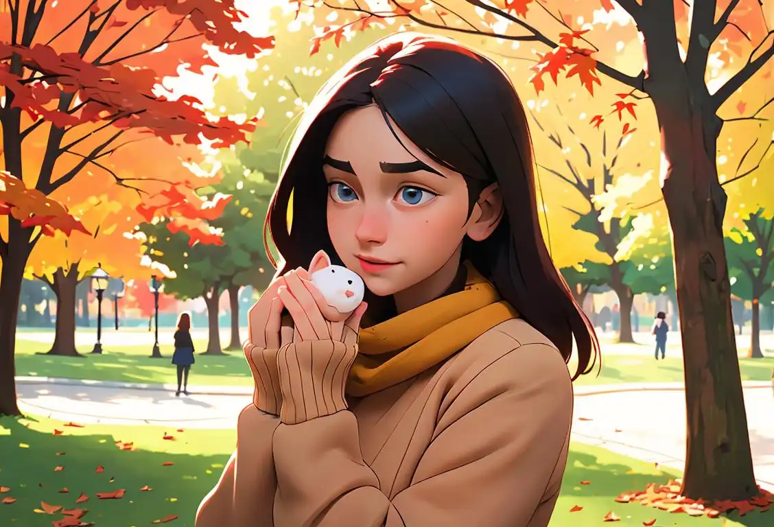 Young girl in a cozy sweater, embracing a loved one in a beautiful autumn park..