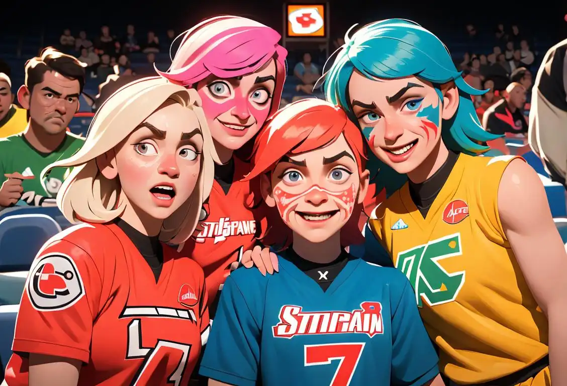 A group of enthusiastic fans at State Farm Arena, showcasing diverse team jerseys and colorful face paint, creating an electric atmosphere filled with joy and excitement..