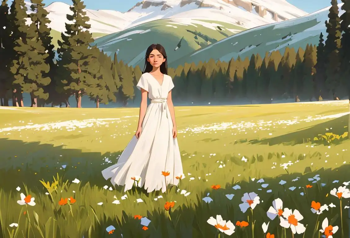 A young person dressed in pristine, untouched clothing, standing in a serene, natural landscape, embracing the beauty of purity. The clothing should be simple and modest, and the landscape should evoke a sense of untouched wilderness. Think of a crisp, white dress in a field of wildflowers, or a clean white t-shirt and jeans on a sandy beach with no footprints in sight..