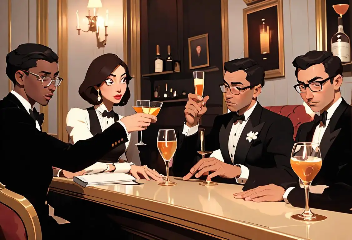 Group of diverse friends toasting with glasses, dressed in elegant attire, in a stylish bar setting..