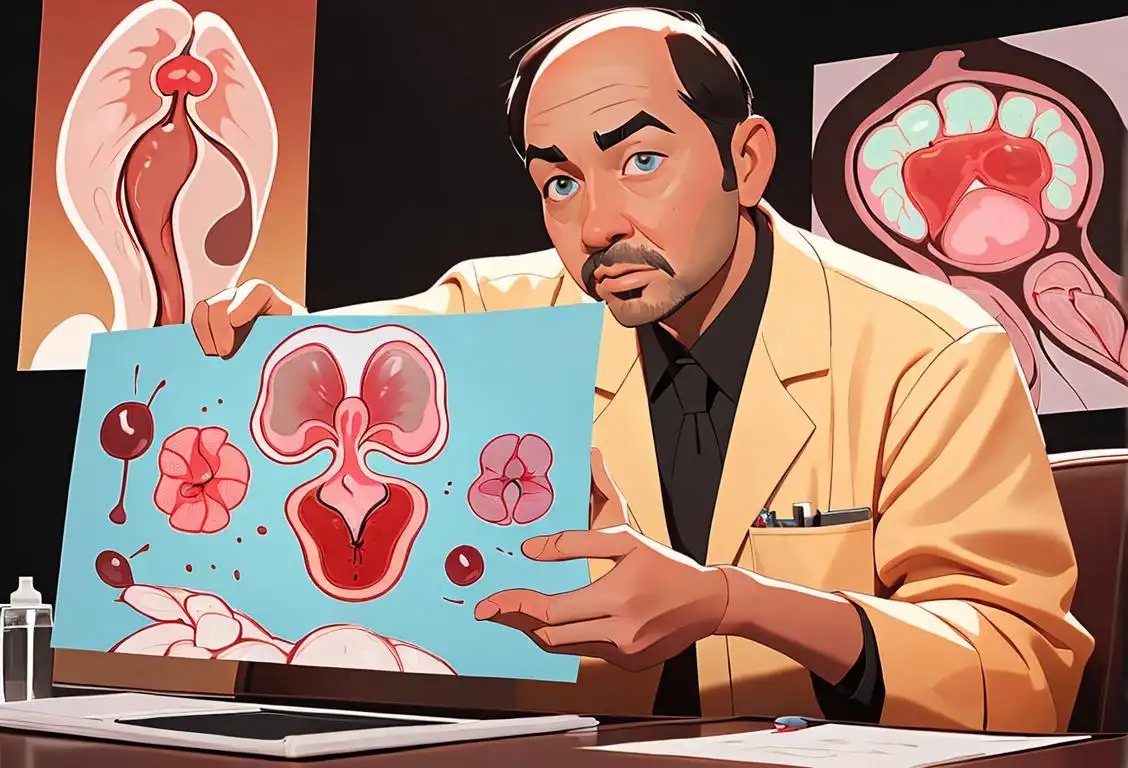 Person holding a healthy kidney, wearing a lab coat, medical setting with posters of kidneys in the background..