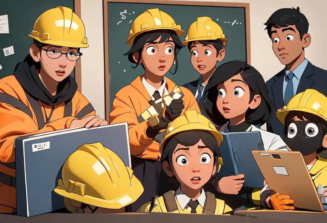 A group of diverse individuals engaging in safety activities, wearing safety gear, in various settings that include home, school, and workplace..