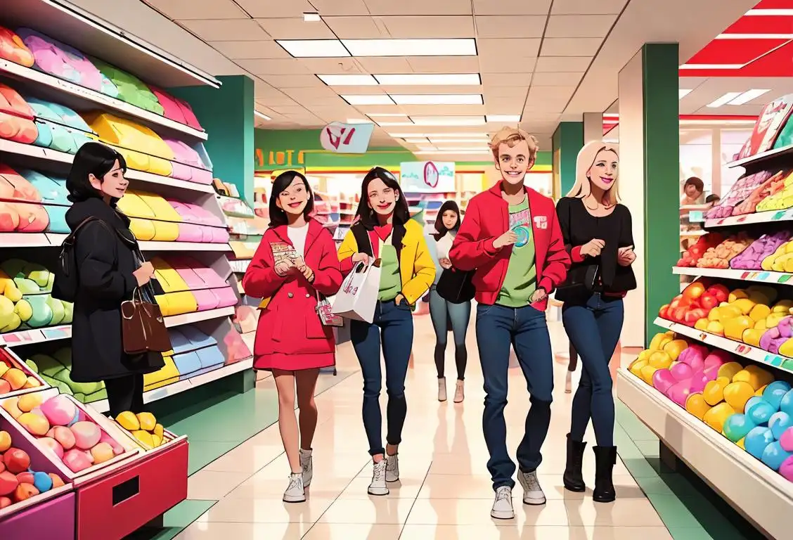 A diverse group of people shopping at Target, smiling and wearing stylish clothes, surrounded by colorful Target merchandise..